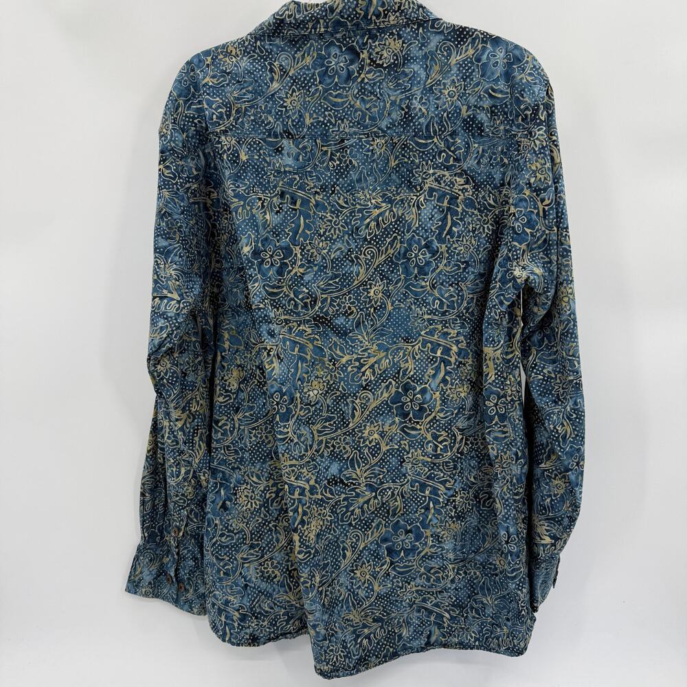 PETE HUNTINGTON Long Sleeve Shirt Mens Size XL Blue Gold Hand Dyed Button Front - Picture 5 of 9